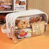 Creative Capybara Pen Case 5 Layers Large Capacity Cartoon Pencil Box with Front Pocket Cute Capybara Pen Holder School Supplies