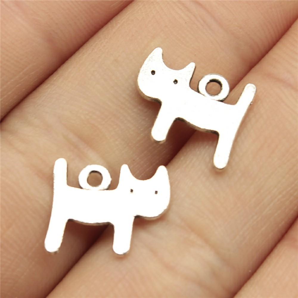 20pcs Charms Cat Tibetan Bronze Silver Color Pendants Antique Jewelry Making DIY Handmade Craft
