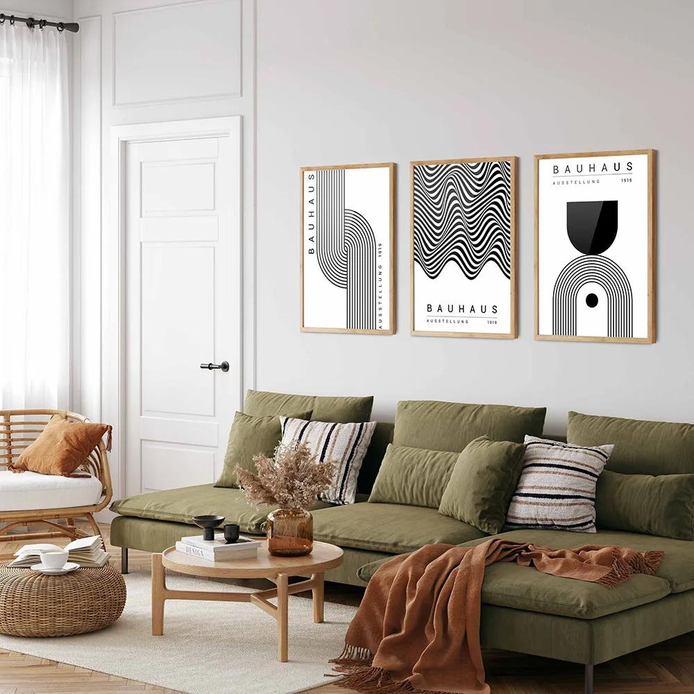 Modernist Bauhaus Geometric Canvas Poster Living Room Wall Art Retro Prints Mid Century Home Decorative Wall Art Painting