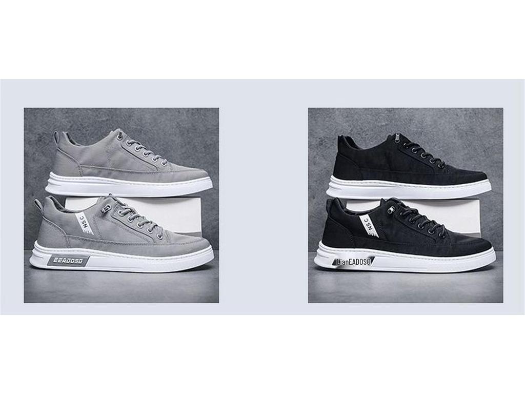 Men's Summer Breathable Canvas Sneakers, Korean Style Thick Sole Sports Shoes