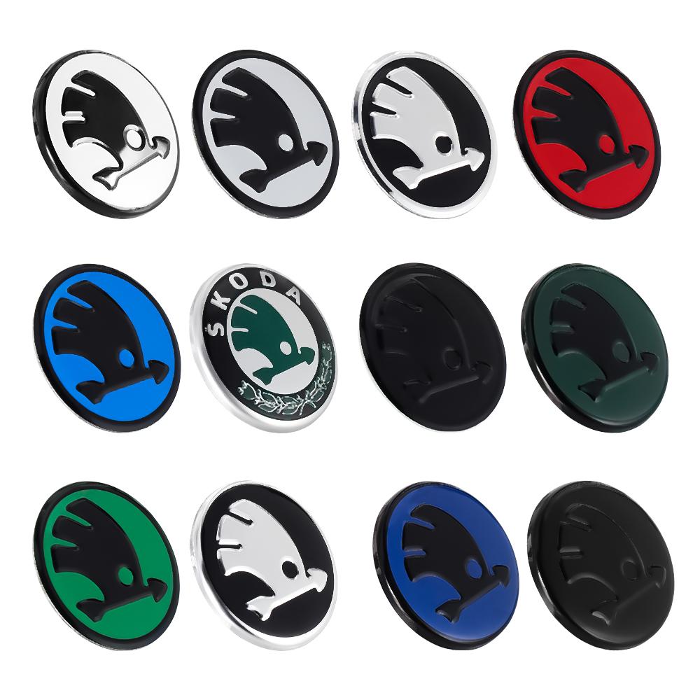 43MM 44MM 3D Aluminum Car Steering Wheel Emblem Cover Sticker For Skoda Rapid Fabia Octavia Yeti Superb Scala Kodiaq Karop Kamiq