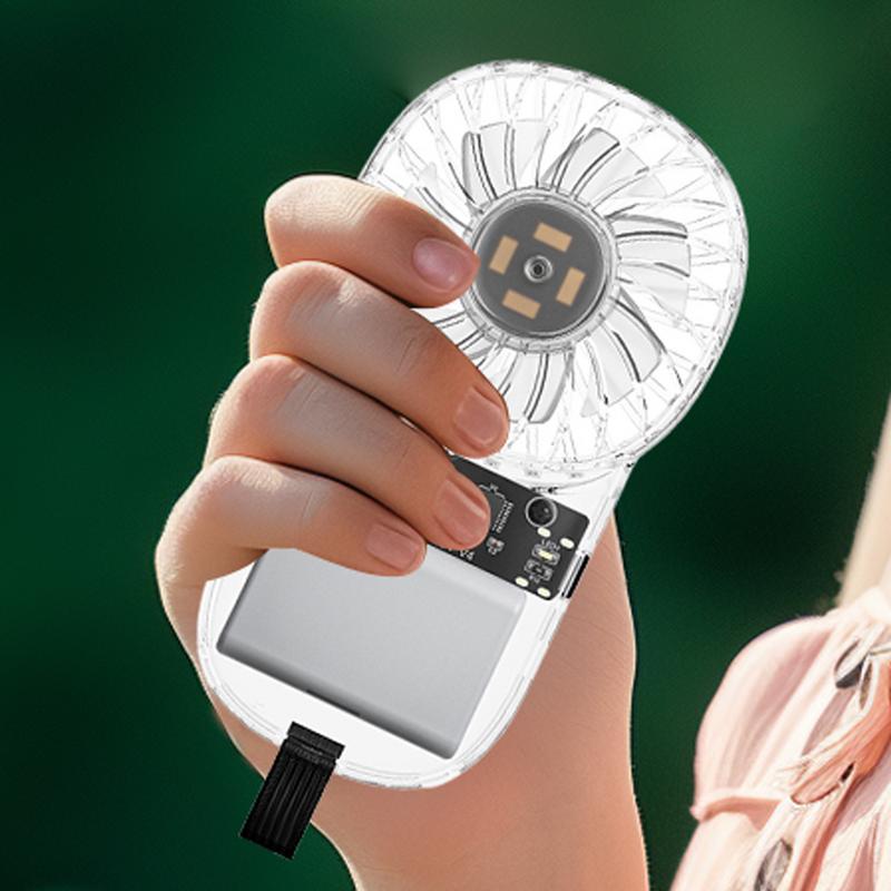 Portable Hand Fan Pocket Portable Hand Fan Small 3 Speeds Air Cooler With Ambient Lighting Battery Operated Cool Gadgets For