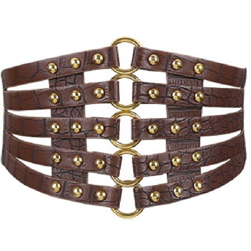 Сексуальный Модный Ретро Полый Мандариновый Ультраширокий Пояс Черный Роскошный Женский Кожаный One Size Корсет Женский Топ Корсет 1 коричневый