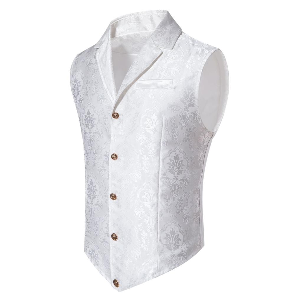 Men's Paisley Gothic Vest Victorian Steampunk Waistcoat with Notched Lapel for Tuxedo Formal Events Themed Weddings