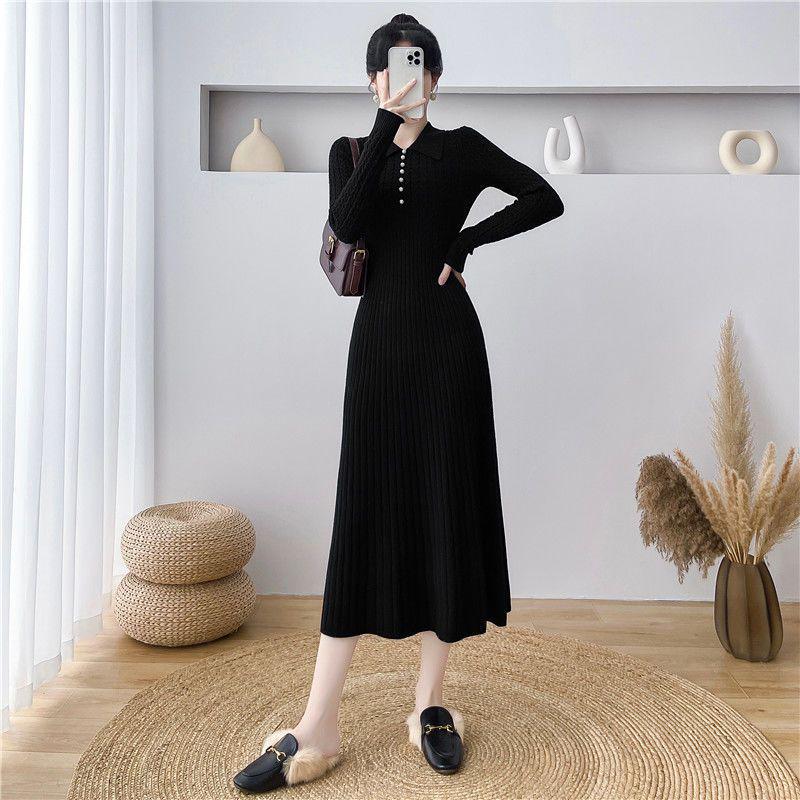 2025 Autumn/Winter French Knit Sweater Dress with Waist-Hugging Design for Women