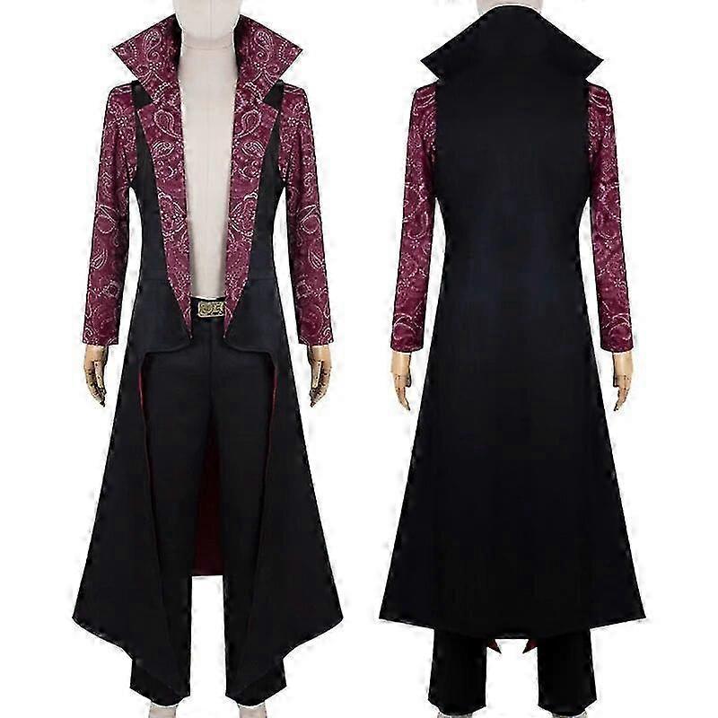Costume Cosplay Anime Dracule Mihawk Adulto Maschile con Veste e Pantaloni per Festa di Carnevale di Halloween