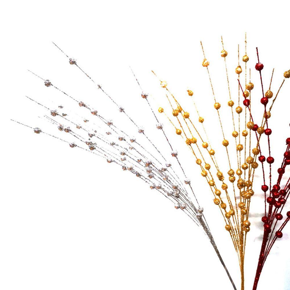 Glitter Foam Powder Berries Artificial Flower Christmas Decoration Artificial Glitter Berry Stem