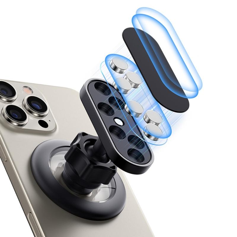 Upgraded Fitness Phone Mount Adjustable Angle ABS Secure Magnetic Base For Smartphones During Exercise