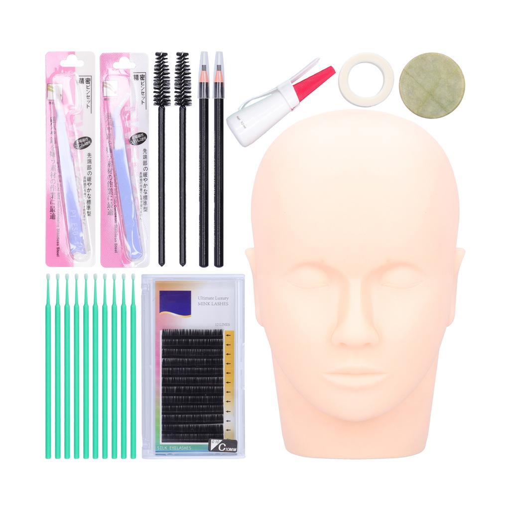 False Eyelash Extension Training Kit Mannequin Head Grafting Eyelashes Practice Tools Kit