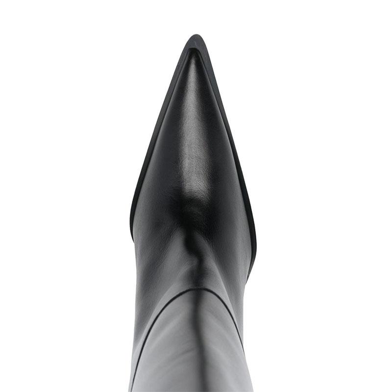 Fashion 2025 New Fashion Shaped Heel Knee High Boots Women's Elegant Party Black Autumn Winter Long Boots Big Size 34-43 Girls' Shoes