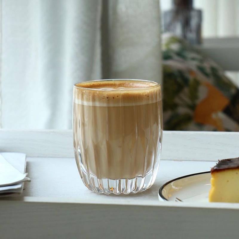 10oz 285ml Intage Vertical Patterned Juice Cup Household American Coffee Cup Latte Cappuccino Mugs Whiskey Glass Restaurant Cafe