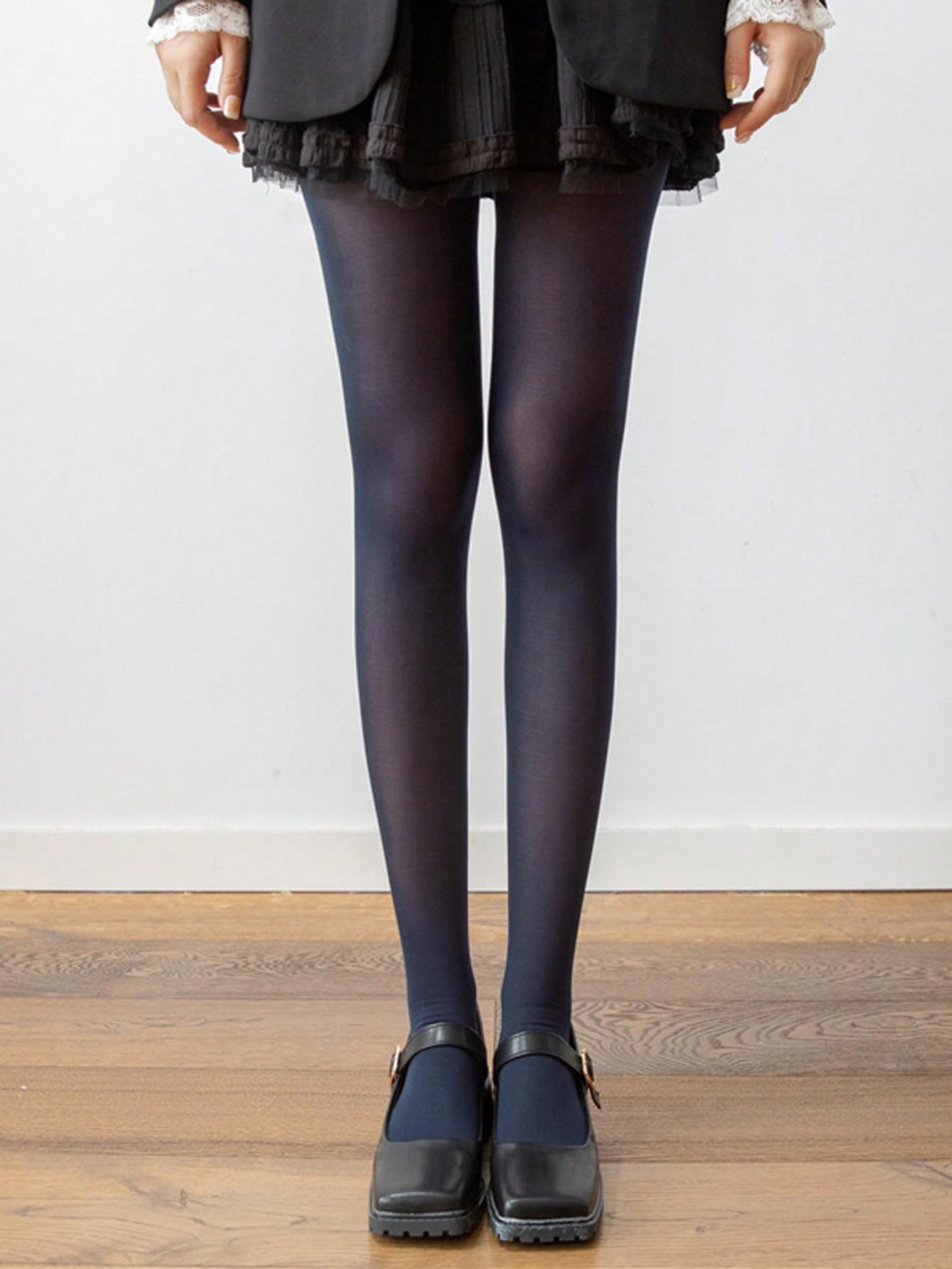 Damen Samt Retro Frühling und Herbst Dicke Strumpfhosen Matt Beliebiger Schnitt Hohelastische Strumpfhosen S black