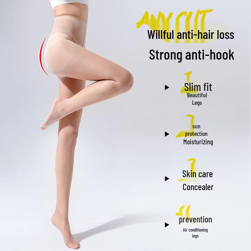 Ciorapi dama ultra-subțiri anti-agățare - Nude/Negru, Mărimi mari, Primăvară/Vară