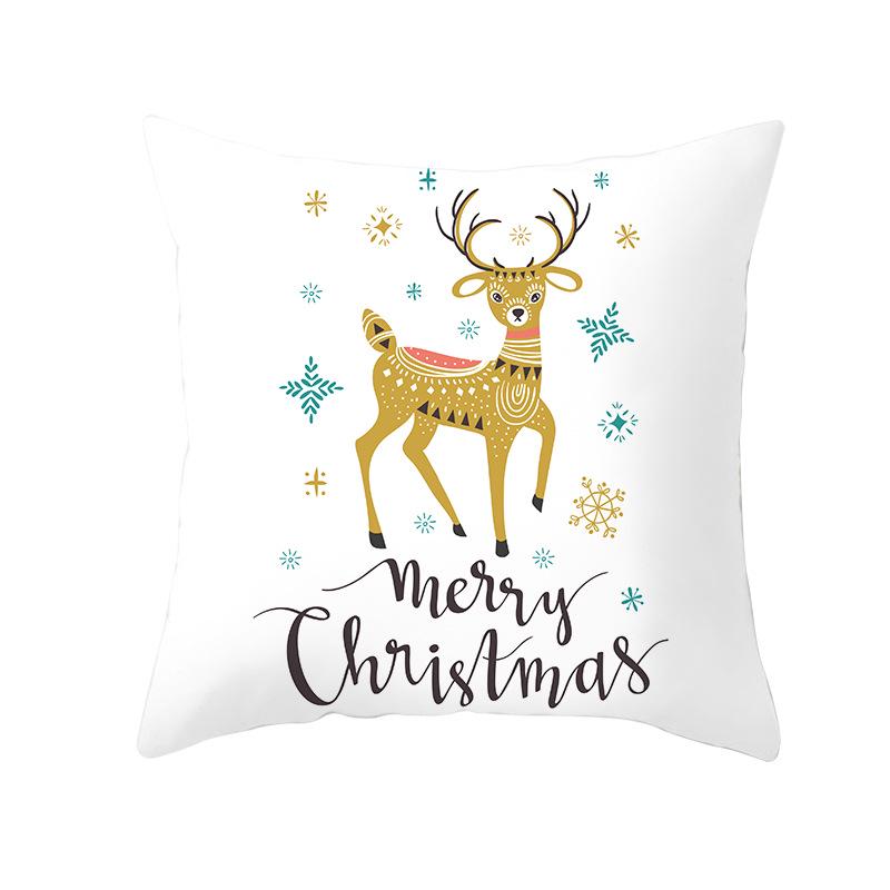 Christmas Peach Skin Pillow Cover Nordic Sofa Cushion Cover Cartoon Print Pillow Cover