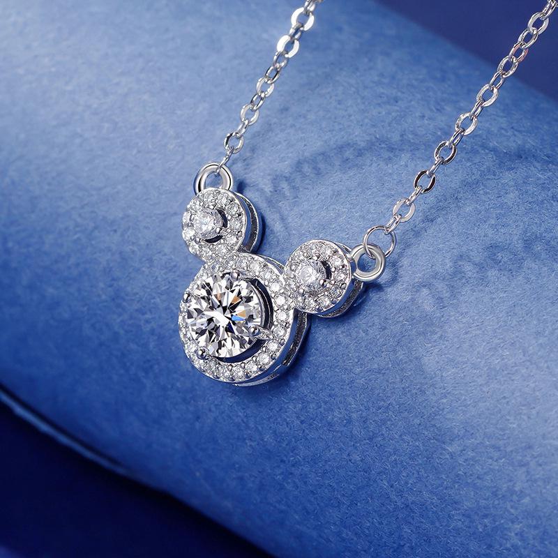 Korean Moissanite Mickey Necklace - Cute Valentine's Day Gift 