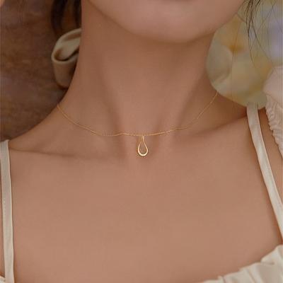 Collier goutte d'eau creuse en argent Sterling 925, pendentif en Zircon brillant, chaîne de clavicule Simple pour femme, bijoux cadeau pour petite amie