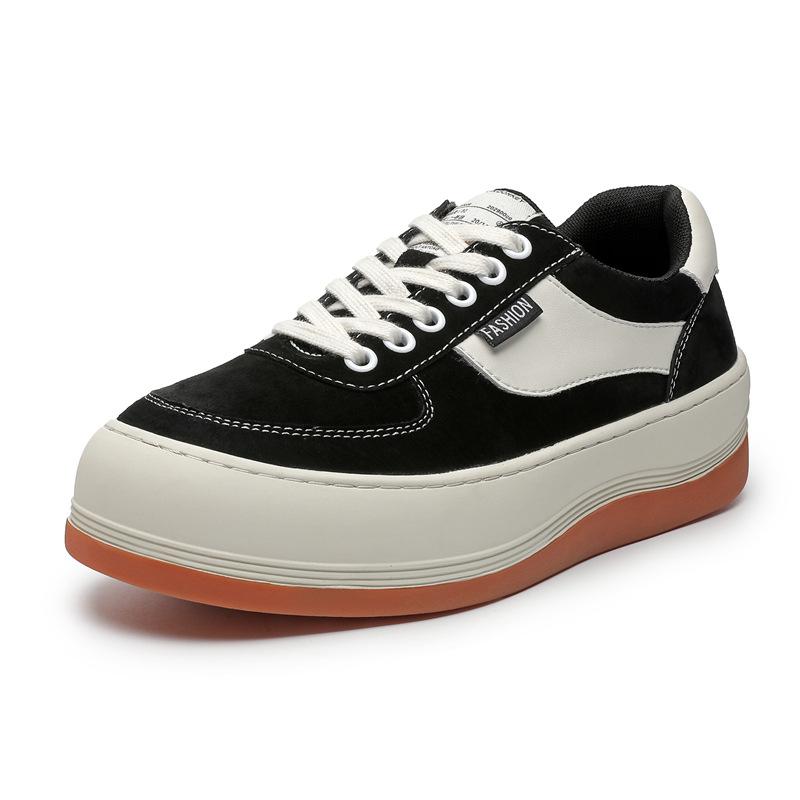 Fashion Men Casual Party Prom Dress Cow Suede Leather Shoes Lace-up Flats Platform Shoe Black Red Stylish Sneakers Street Style Footwear