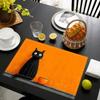 2D Platte 8/4/6 stuks, Oranje Zwarte Kat Placemats Linnen Modern Kunstontwerp Tafelmatten Voor Eetkamer Keuken Huisdecoratie Kattenliefhebber Cadeau