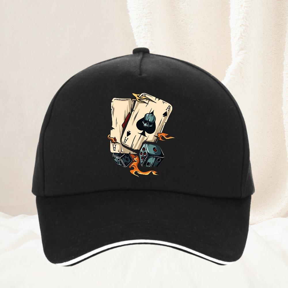 fashionable casual loose creative poker and dice printed sports Baseball Cap Adult Outdoor Caps Hats Unisex Adjustable Cap