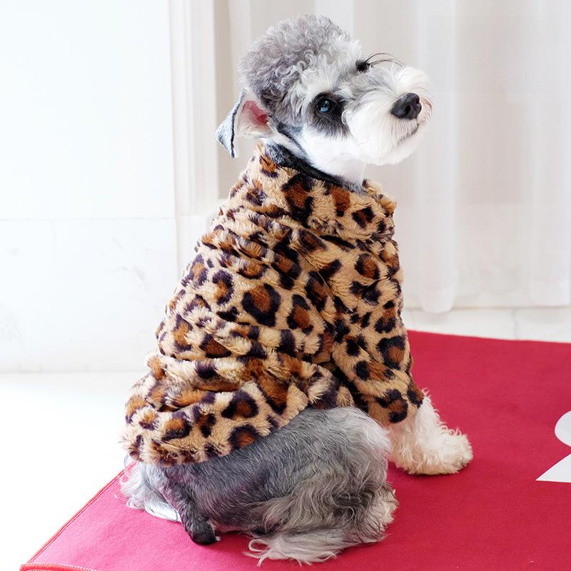 Baumwoll-Wintermantel mit Leopardenmuster für Hunde: Passend für Französische Bulldoggen, Pudel, Bichons, Zwergspitze und Katzen