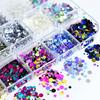 1 Box Round Glitter Nail Art Sequins 12 Grids Assorted Color Holographic Nail Charm Foils DIY Nail Design Crafts Manicure Decoration Accessories
