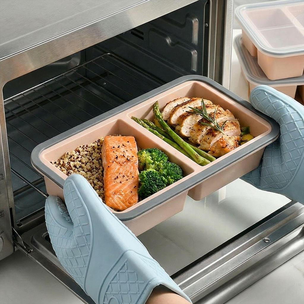 Silicone Food Storage Box - Airtight, Microwave Safe, Fridge & Kitchen Use