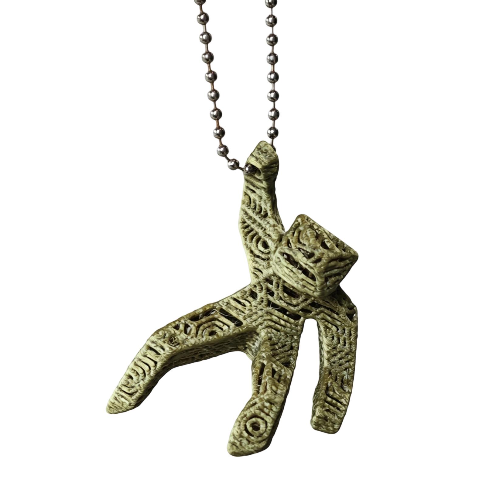 3D Printed Geometric Patterned Figure Keychain Unique Art Style Hanging Pendant for Bags Backpacks and Keys зелёный