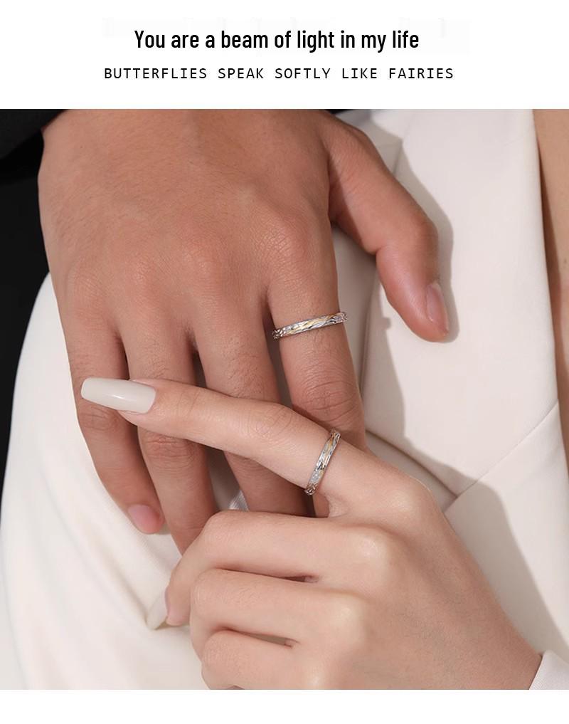 S925 Sterling Silver Tyndall Effect Adjustable Couple Rings for Men and Women - Niche Design