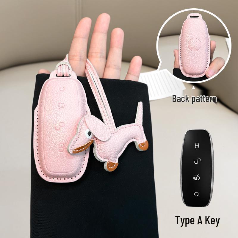 French Style Leather Key Case for BYD D9/N7/N8 - Full Coverage Remote Control Protective Shell