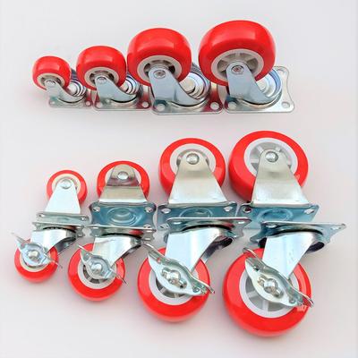 Perforated Rose Red Polyurethane Swivel Caster Wheel