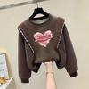Children's Casual Graffiti Love Hoodie Autumn and Winter Girls' Ruffled Long-sleeved Coat