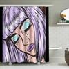 Pop Art Portrait Shower Curtain Anime Girl Decor Japanese Kawaii Aesthetic Room Divider Waterproof Bathroom Curtains Home Decor