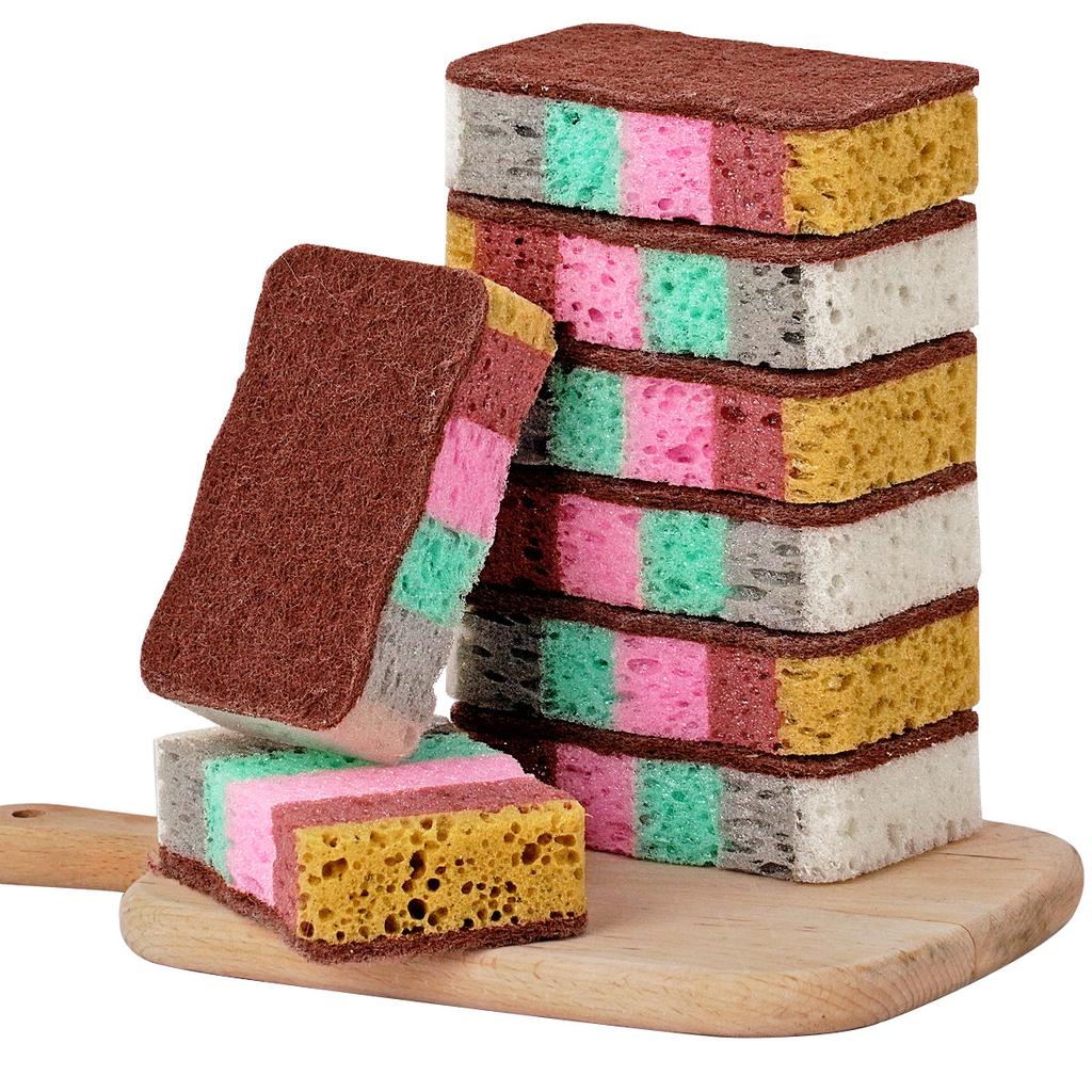 High-Foam Multicolor Dishwashing Sponges, Kitchen Cleaning Scrub Pads, Household Dish Scrubbers, Pot and Pan Cleaning Cloths