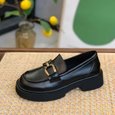 Mocassins décontractés rétro à boucle, bout rond, cuir souple, semelle souple, petites chaussures en cuir, à la mode, polyvalents, chaussures simples souples