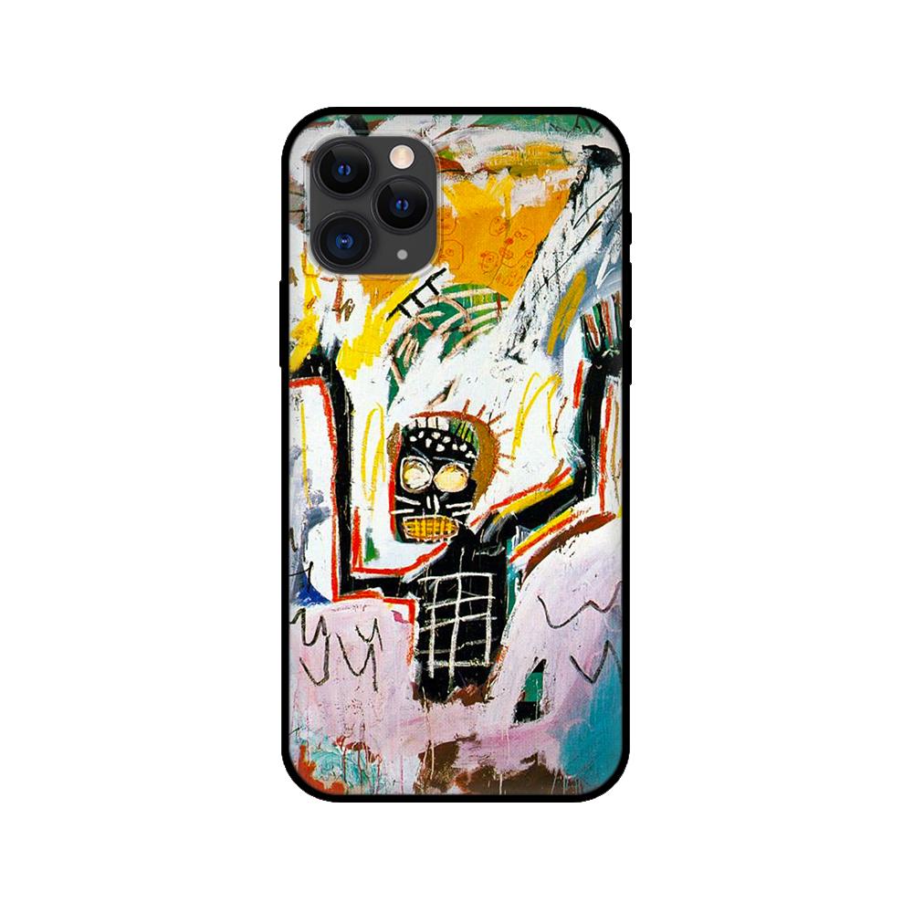 Black Tpu Case for Iphone 5 5s Se 2020 6 6s 7 8 Plus X 10 XR XS 11 12 13 Mini Pro MAX Back Cover Ins Street Graffiti Painting