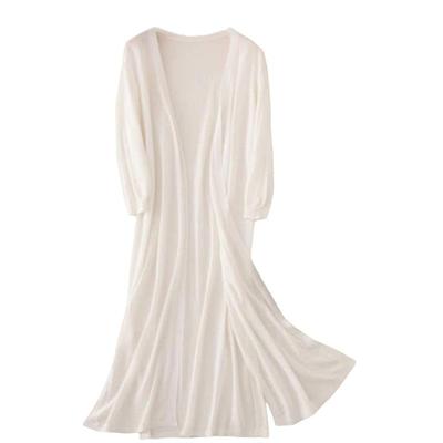SARADEMUNT Long Knit UV Air Conditioning Solid Perfect for Office Women's Cardigan, Protection, Protection, Slit, Slimming, Stylish, Lightweight, 3/4