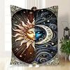 "Golden Sun & Blue Moon Celestial Art Print"Blanket Flannel Throw Blanket for Sofa, Bed, Travel, Camping, Office