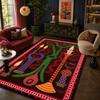 Bohemian Retro Floral Snake Print Living Room Carpet Machine Washable Easy Clean Lounge Rug Fluffy Soft Bedroom Decoration Mat