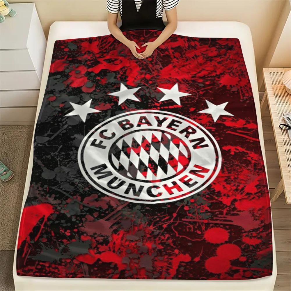 1Pc FC Bayern München Print Flannel Blanket High Quality Warm Comfortable Cover for All Seasons Perfect for Gifts Home Decor