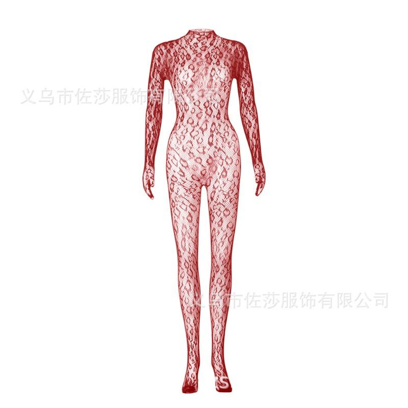 Sexy lingerie long-sleeved one-piece mesh socks mesh clothes closed crotch perspective