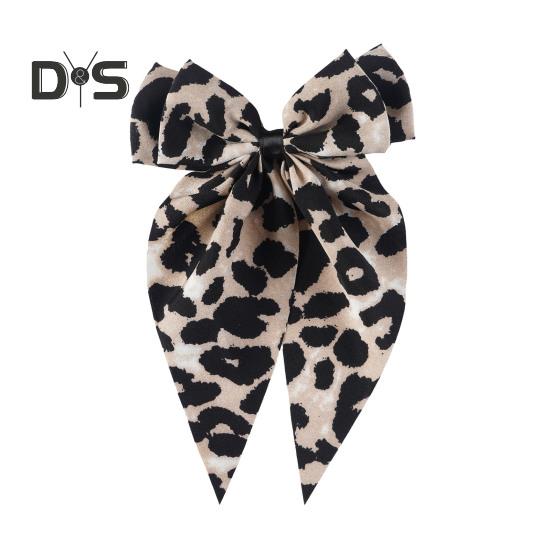 

Женская заколка для волос с бантом, декоративная заколка с леопардовым принтом, атласная лента, бант для волос, большой бант, аксессуары для волос бежевый