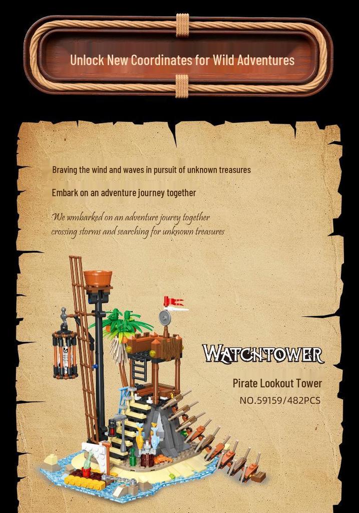 Pirate Series Medieval Black Rock Reef Skull Island Building Blocks Set