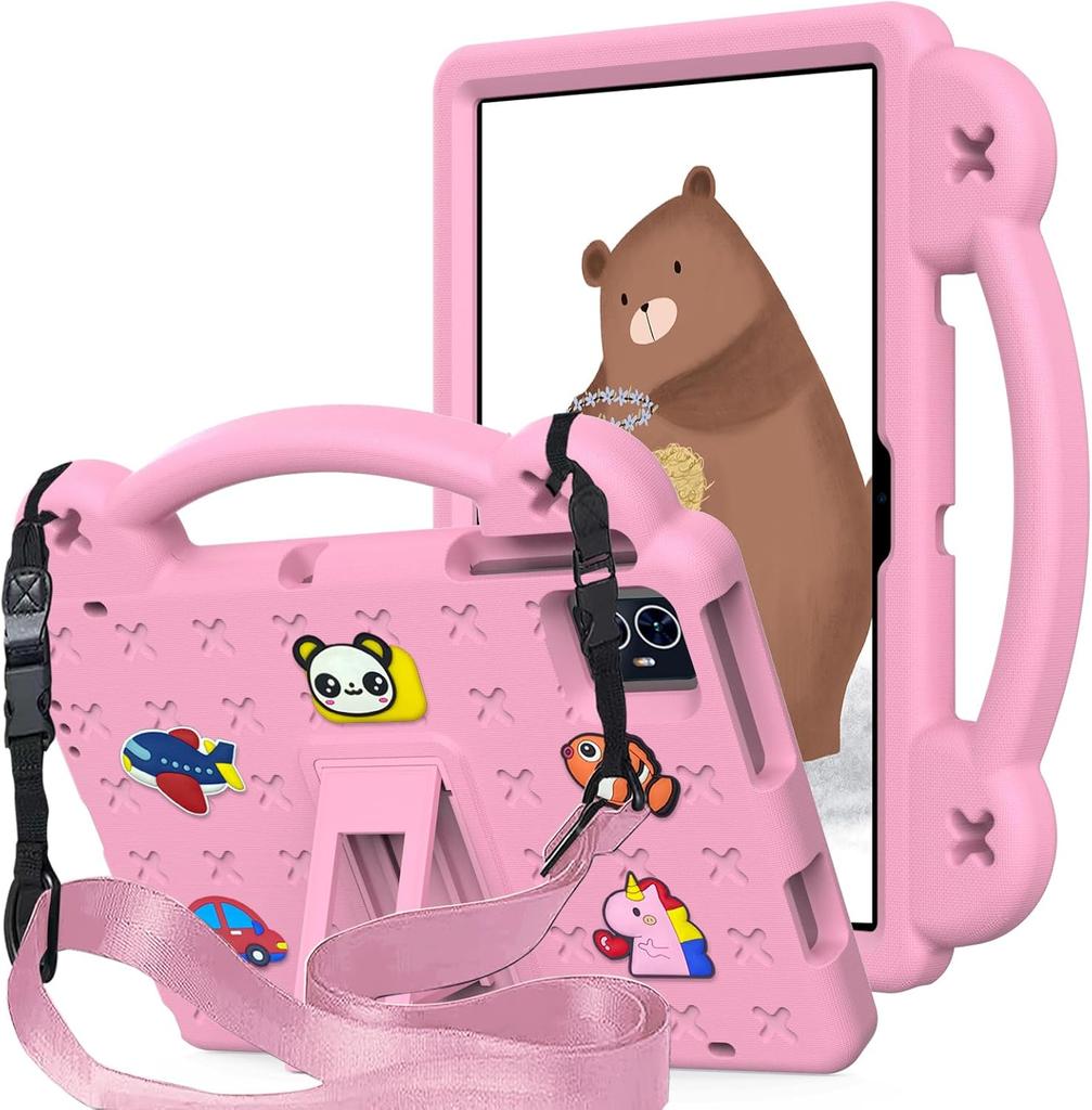 10.1-Inch Tablet EVA Drop Protection Case with Support Handle and Shoulder Strap Pink for ONN 10.1 4nd Gen 2024