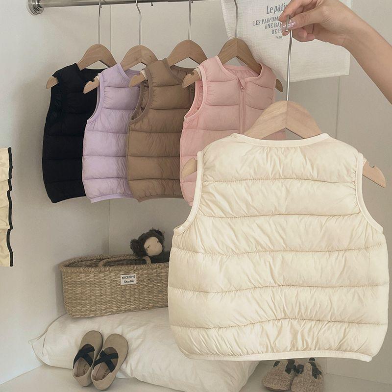 Gilet leggeri in cotone imbottiti di piuma per bambine, Gilet e panciotti per bambini, Gilet in cotone per bambini Autunno/Inverno