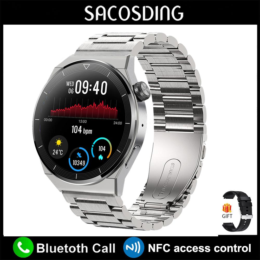 SACOSDING NFC Smart Watch Men GT3 Pro AMOLED 390*390 HD Screen Heart Rate Bluetooth Call IP68 Waterproof SmartWatch For Huawei Xiaomi