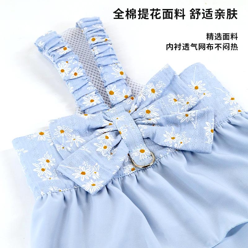 Cute Dog Skirt Cotton Pet Breathable Dress Teddy Little Daisy Skirt Chest and Back Clothes Pet Products