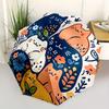 1pc Cats Flowers Automatic Umbrella   Auto Open/Close Folding Umbrella with  8 Rib Frame, 3 Fold Compact Umbrella for Men & Women, 102