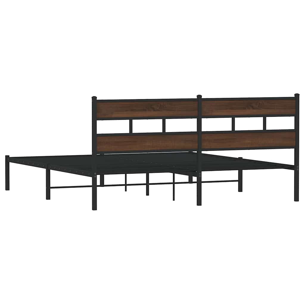 Bed Frame without Mattress with Headboard Brown Oak Finish 190 x 200 cm