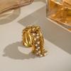 Three-Layer Tassel Ring Beaded Chain Open Finger Ring Gold Color Plated Ring  Jewelry Accessories