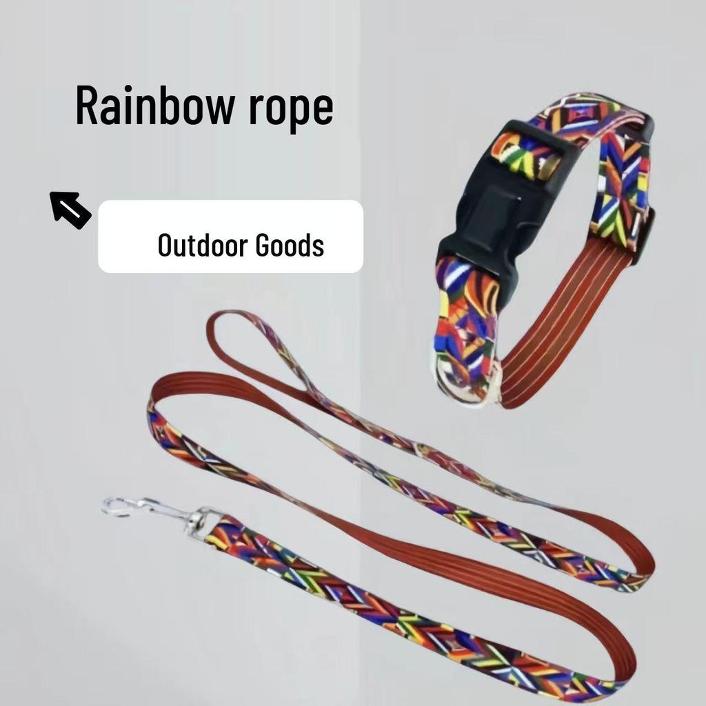 Rainbow Pet Collar Leash for Small Dogs & Cats - Golden Retriever, Malinois, Corgi